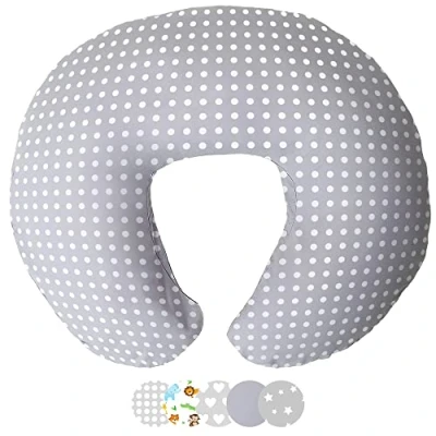 Image of Niimo Nursing Pillow 100% Cotton Breastfeeding Cover, Ergonomic Baby Support Pillow, Machine Washable feeding Multifunctional Pillows for &amp; Bottle