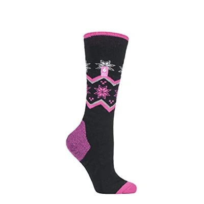 Image of Women&#039;s 1 Pair SOCKSHOP Heat Holders 1.0 TOG Apres Ski Ultra Lite Socks Black Fairisle 4 8 Ladies