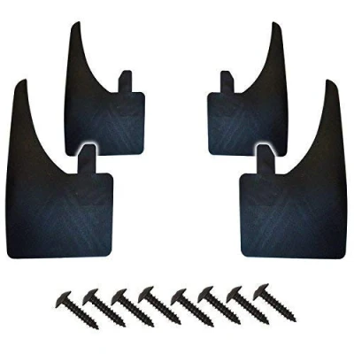 Image of 4 Universal Fit Black Front and Rear Wide Mudflaps Complete With Mounting Screws Easy Rubber Mud Flaps/Guards