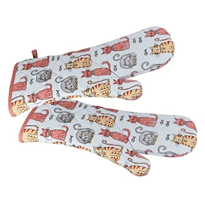 Image of SPOTTED DOG GIFT COMPANY Oven Gloves, Heat Resistant Mitt, Cat Themed Mitts, Cute Cats Kitchen Cooking &amp; Baking Gifts for Lovers Women Girls