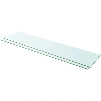 Image of vidaXL 2x Shelves Panel Glass Clear Sheet Plate for Display Case Storeroom Cabinet Slatwall Shop Easy to Wipe Clean 110x25cm