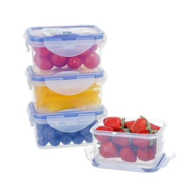 Image of EASYLOCK 4Pack 180ML Food Storage Containers with Lids Airtight, Meal Prep Reusable, Plastic Container Set, Freezer Boxes, Sauce Pots, Snack Pots