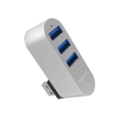 Image of SABRENT USB Splitter Rotatable 90/180 3.2x1 Hub, 3 Port Aluminum Extension, Fast Data Transfer, for PS5, PC, Laptop, Keyboard, MacBook (HB R3MC)