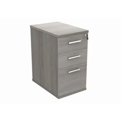 Image of Office Hippo Essentials Heavy Duty Storage Pedestal Unit, File Cabinet Featuring 3 Lockable Drawers, Suitable For Commercial Office, Home And Classroom, Alaskan Grey Oak, 60D x 40.4W 73Hcm