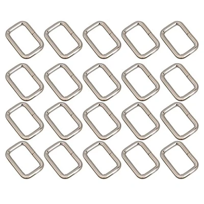 Image of BQLZR Silver Rectangle Metal Dee Ring D Webbing Belt Buckle 25mm Strap Adjuster Pack of 20