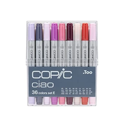 Image of COPIC Ciao Coloured Marker Pen Set of 36 E, For Art &amp; Crafts, Colouring, Graphics, Highlighter, Design, Anime, Professional Beginners, Supplies Colouring Books