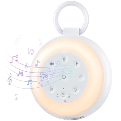 Image of YISUN White Noise Machine, Portable Baby Wireless Speaker with Recording Function, 7 Colour Night Light, 24 Sound Options Including Lullabies, 3 Timers Adjustable Sleep Helper
