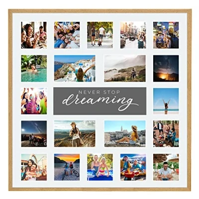 Image of Large Multi Aperture Picture Photo Collage Frame, Colours and Designs (Dreaming, Light Oak)