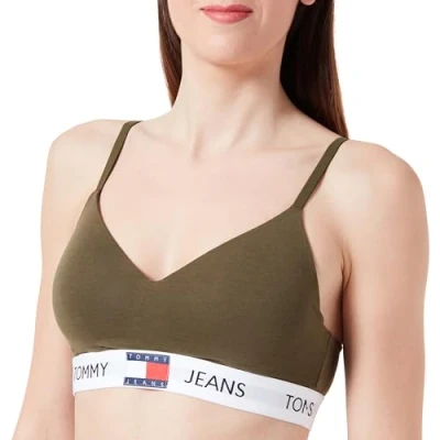 Image of Tommy Jeans Women Bralette Stretch, Green (Drab Olive Green), XL
