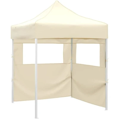 Image of vidaXL Professional Folding Party Tent with 2 Sidewalls 2x2 m Steel Cream