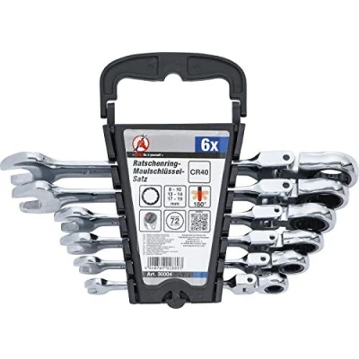 Image of BGS Diy 30004 Ratchet Combination Wrench Set flexible Heads 8 19 mm 6 pcs.