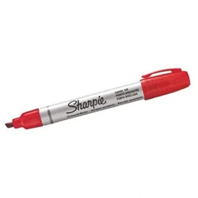 Image of Sharpie Metal Barrel Permanent Marker Small Chisel Tip Red (Box of 12)