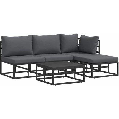 Image of Vidaxl Garden Sofa Set 5 pcs Black 70 x 32 cm Aluminium