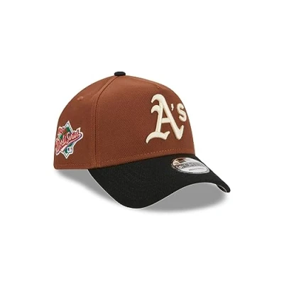 Image of New Era Oakland Athletics MLB World Series 1989 Harvest Brown Black 9Forty A Frame Snapback Cap One Size