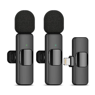 Image of HUACAM Lavalier Wireless Microphone for iPhone, Mini Recording, Live Streaming, YouTube, Tiktok, Facebook, Intelligent Noise Reduction, Automatic Sync, No App