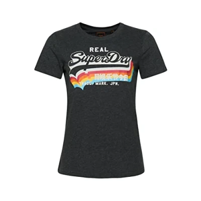 Image of Superdry Women&#039;s Vl Ns Tee T Shirt, Charcoal Marl, XS