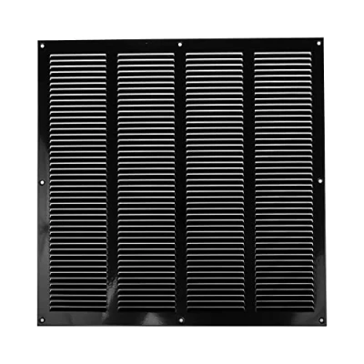 Image of 16&#039;&#039; x Inch / 400 mm Black Steel Vent Cover Metal Square Soffit Grille Louvered Air Return for Ceiling and Sidewall Built in Protection Screen Mesh HVAC Ventilation