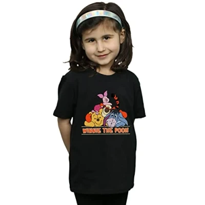 Image of Disney Girls Winnie The Pooh Group T Shirt Black 3 4 Years