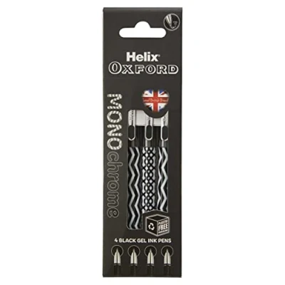 Image of Helix Oxford Monochrome Gel Black Ink Pens x4