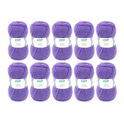 Image of Gründl Lisa Premium Uni Pack of 10 Balls, Acrylic, Purple 43, 10x 50g