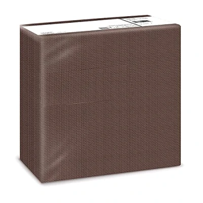 Image of Fato Dry Paper Napkins, Airlaid, Fabric Effect, Pack of 50 Size 40 x cm Folded in 4, Chocolate Colour