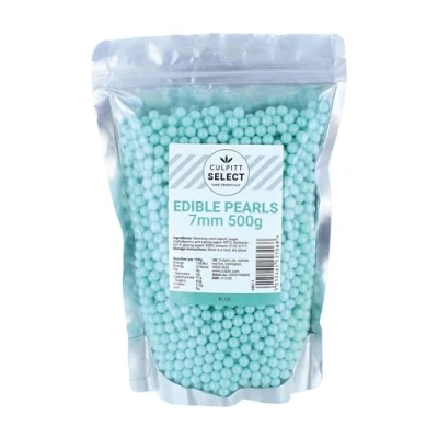 Image of Culpitt Select Edible Pearls Blue 7mm Beads, Cake Sprinkle Decorations for Cakes, Cupcakes, Cookies, Ice Cream, and Desserts 500g