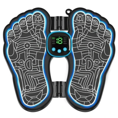 Image of Folding Portable Electric Massage Mat,Reflexology Electronic Feet Massager for Pain and Circulation,EMS Foot Massager,ortable Leg Machine with 8 Modes,USB Rechargeable