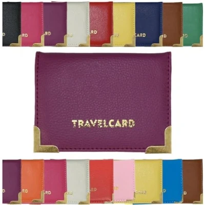 Image of AlezyB 1x Purple Bus Pass Holder Travel Card, Credit Card and ID for Men Women Soft Leather, Cases &amp; Money Organisers