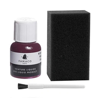 Image of Dye Design Paint for Leather and Faux Shoes, Trainers, with Sponge Brush, Famaco Liquid, 36 Colours Blood Red