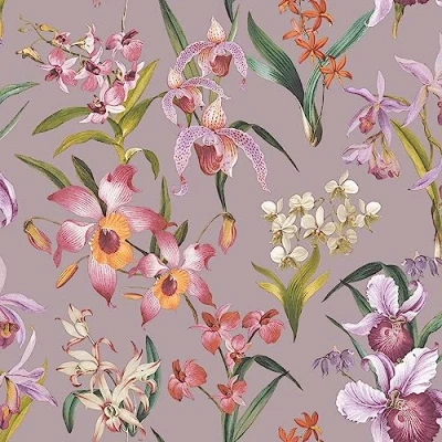Image of Maya Floral Lilac Wallpaper Vibrant Colourful Naturistic Blossoming Modern Contemporary Feature Wall