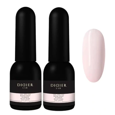 Image of Didier Lab Milky Pink Semi Permanent Gel Base Set Nail Polish Strengthens Passion 2 x 10 ml