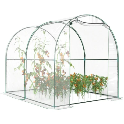 Image of Outsunny Transparent Polytunnel Greenhouse Poly Tunnel Green House Steel Frame PVC Cover