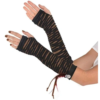 Image of amscan 847879 55 Halloween Witch Fingerless Gloves, 2 Pcs