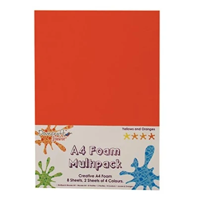 Image of Trimcraft DCFM008 Dovecraft Essentials A4 Creative Foam Sheets Yellow &amp; Orange, 8 Pack