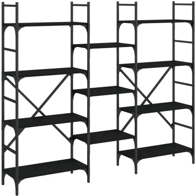 Image of vidaXL Bookshelf Black 160x28.5x136.5 cm Engineered Wood