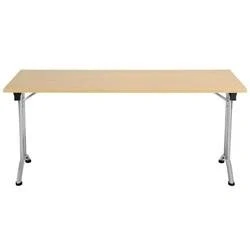 Image of Allegro Folding Table 1600x800 Silver Frame Oak Top Ref OUFT1680SVNO
