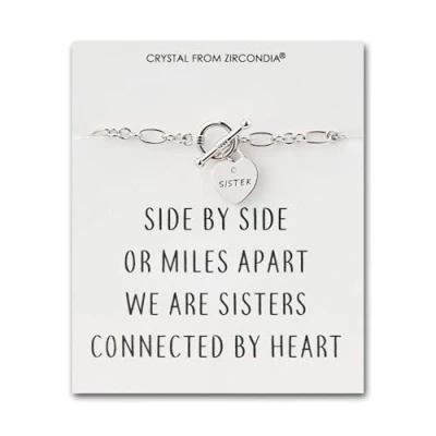 Image of Philip Jones Sister Charm Bracelet with Quote Card Created Zircondia® Crystals