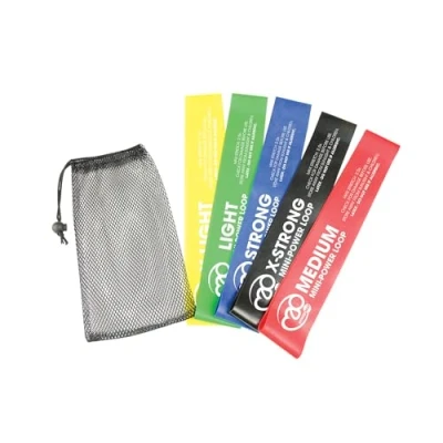 Image of Fitness Mad Mini Power Loops, Set of 5 Resistance Bands, Workout Bands with Levels, Free Travel Bag, Exercise Loops for Home Gym, Yoga &amp;