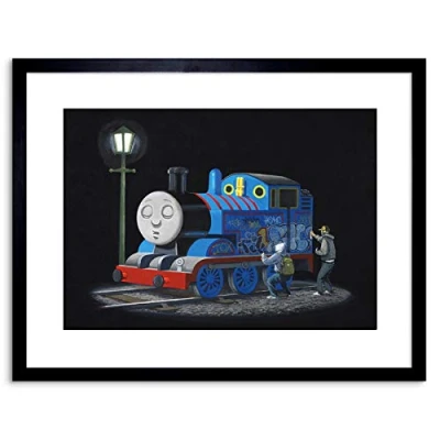 Image of Wee Blue Coo Banksy Thomas Tank Engine Graffiti Street Art 9x7&#039;&#039; Framed Print F97x13724