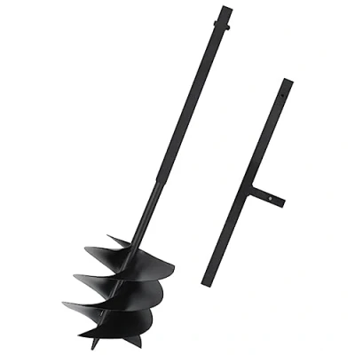 Image of vidaXL Ground Drill Steady Steel Garden Auger with Handle for Easy and Convenient Hole Digging, Soil Mixing Black, 250mm