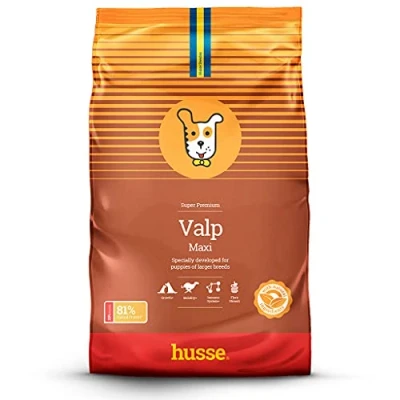 Image of Husse Valp Maxi Puppy Dry Dog Food Chicken Based Recipe, Nutrient Rich and Natural Ingredients, Balanced Healthy Digestion, Complete Nutrition for Large Breed, 12kg