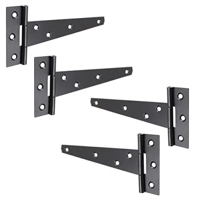 Image of 2 Pairs of Black 150mm/6&quot; Heavy Duty Tee Hinges