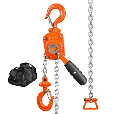 Image of VEVOR Manual Lever Chain Hoist, 1/2 Ton 1100 lbs Capacity 10 FT Come Along, G80 Galvanized Carbon Steel with Weston Double Pawl Brake, Auto Leading &amp; 360 Rotation Hook, for Garage Factory Dock