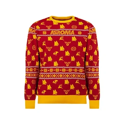Image of AS Roma Gil Christmas Sweater 2022, Red and Yellow, Extra Small Unisex Adult, yellow