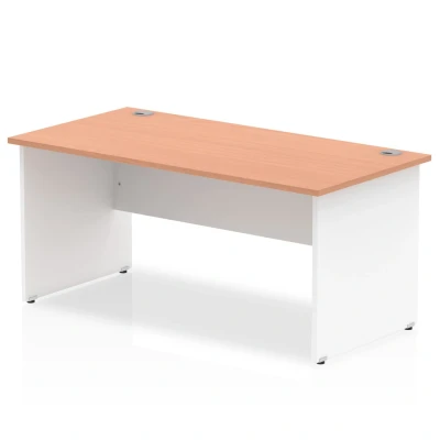 Image of Impulse Panel End 1600 Rectangle Desk Beech Top White TT000015