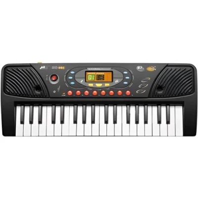 Image of PEBBLE HUG Music Keyboard with 24 Demo Songs, 2 Tempo Control, Volume Tones Microphone, 37 Keys Instrument, Educational Learning Toys