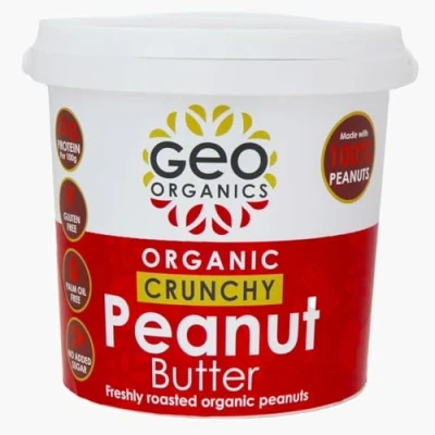 Image of Geo Organics Crunchy Peanut Butter 1kg Tub (3pk) Made with 100% Organic Roasted Peanuts Natural, No Palm Oil, Added Sugar, Salt, Hi Oleic Peanuts, High Protein, Gluten Free, Vegan, Dairy Free