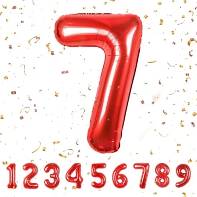 Image of Number 7 Balloons 7,Red Balloon 40 Inch Giant Helium Foil for Boys Girls Party Decor Birthday Anniversary Graduation Decorations Supplies
