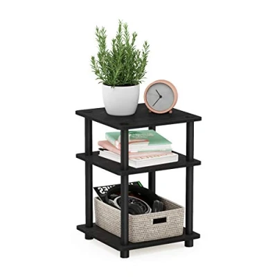 Image of Furinno Turn N Tube Multipurpose Shelf, Side Table, End Blackwood, Black/Black