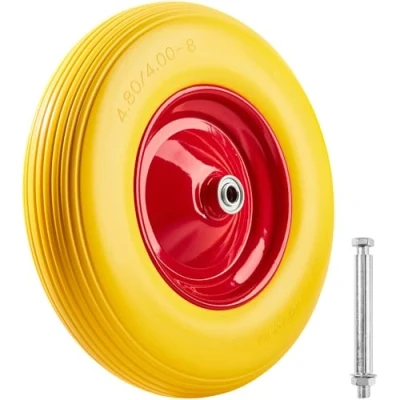 Image of 15&quot; Wheelbarrow Wheel Tyre PU Foam Puncture Proof Spare Rubber Cart Rim